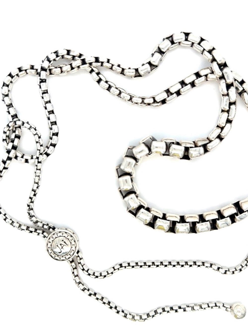 JAI Silver Box-Link Adjustable Necklace -